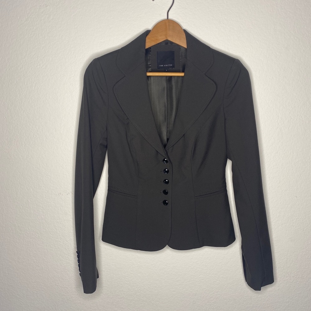 Grey Tailored Blazer with Button Detail